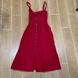 Red Linen Reformation dress